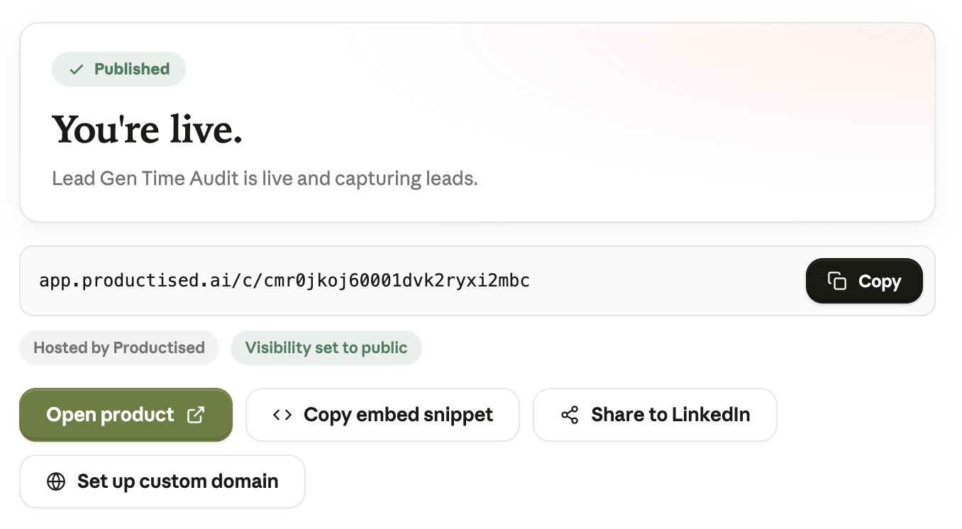 Productised screenshot